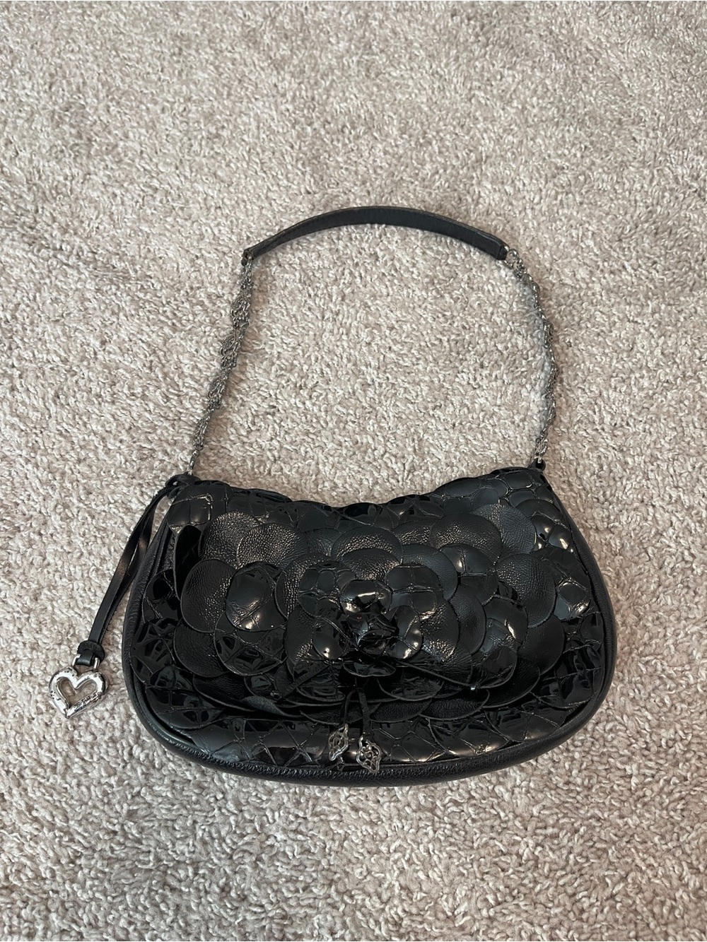 Brighton Black Floral Rosalie Appliqué Shoulder Bag